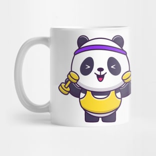 Cute Panda Gym Lifting Dumbbell Cartoon Mug